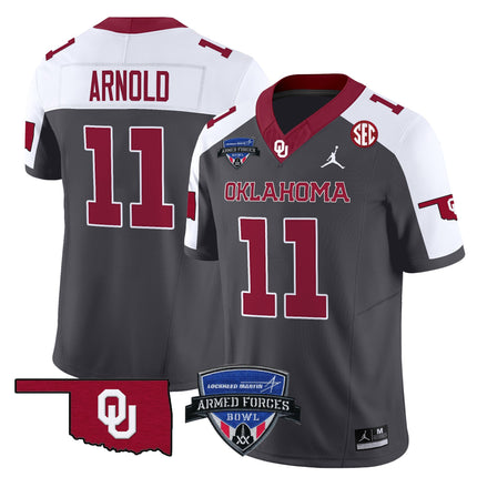 Men's Oklahoma Sooners 2025 Armed Forces Bowl Patch Vapor Limited Jersey - All Stitched