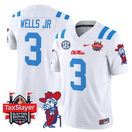 Men's Ole Miss Rebels 2025 Gator Bowl Patch Vapor Limited Jersey - All Stitched