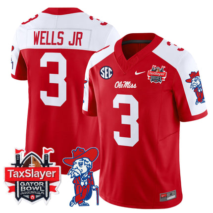 Men's Ole Miss Rebels 2025 Gator Bowl Patch Vapor Limited Jersey - All Stitched