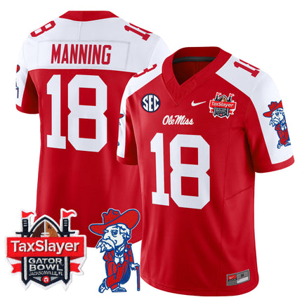 Men's Ole Miss Rebels 2025 Gator Bowl Patch Vapor Limited Jersey - All Stitched
