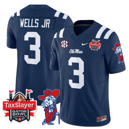 Men's Ole Miss Rebels 2025 Gator Bowl Patch Vapor Limited Jersey - All Stitched