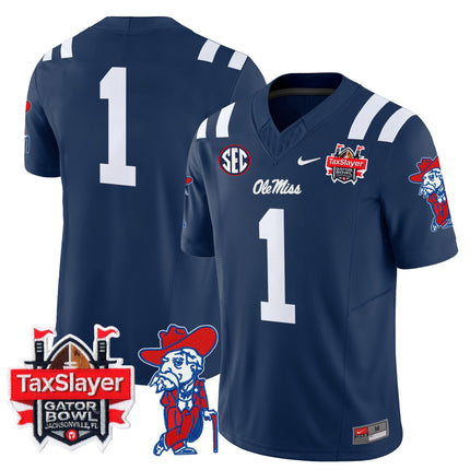 Men's Ole Miss Rebels 2025 Gator Bowl Patch Vapor Limited Jersey - All Stitched