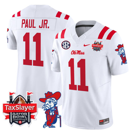 Men's Ole Miss Rebels 2025 Gator Bowl Patch Vapor Limited Jersey - All Stitched
