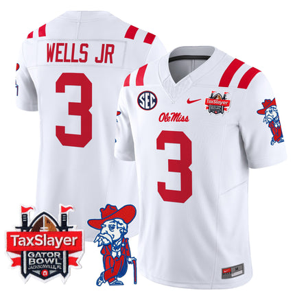 Men's Ole Miss Rebels 2025 Gator Bowl Patch Vapor Limited Jersey - All Stitched