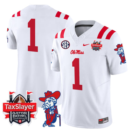 Men's Ole Miss Rebels 2025 Gator Bowl Patch Vapor Limited Jersey - All Stitched