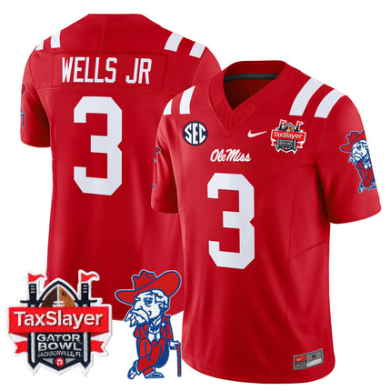 Men's Ole Miss Rebels 2025 Gator Bowl Patch Vapor Limited Jersey - All Stitched