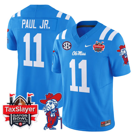 Men's Ole Miss Rebels 2025 Gator Bowl Patch Vapor Limited Jersey - All Stitched