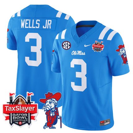 Men's Ole Miss Rebels 2025 Gator Bowl Patch Vapor Limited Jersey - All Stitched