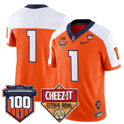 Men's Illinois Fighting Illini 2025 Cheez-It Citrus Bowl Patch Vapor Limited Jersey - All Stitched
