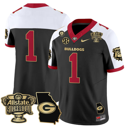 Men's Georgia Bulldogs 2025 Sugar Bowl & Georgia Map Patch Vapor Limited Jersey - All Stitched