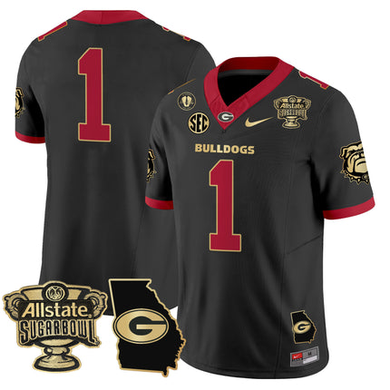 Men's Georgia Bulldogs 2025 Sugar Bowl & Georgia Map Patch Vapor Limited Jersey - All Stitched