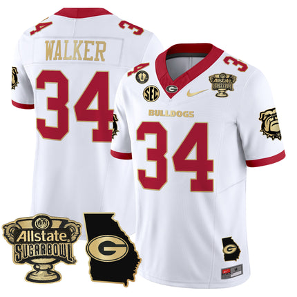 Men's Georgia Bulldogs 2025 Sugar Bowl & Georgia Map Patch Vapor Limited Jersey - All Stitched