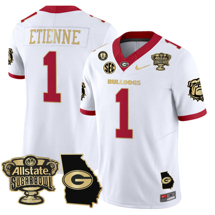 Men's Georgia Bulldogs 2025 Sugar Bowl & Georgia Map Patch Vapor Limited Jersey - All Stitched