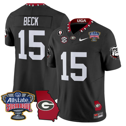 Men's Georgia Bulldogs 2025 Sugar Bowl & Georgia Map Patch Vapor Limited Jersey - All Stitched