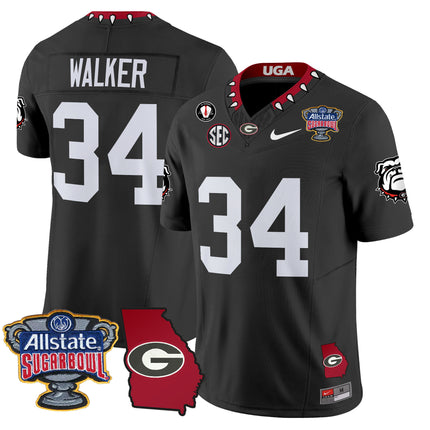 Men's Georgia Bulldogs 2025 Sugar Bowl & Georgia Map Patch Vapor Limited Jersey - All Stitched