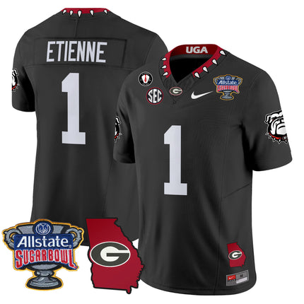 Men's Georgia Bulldogs 2025 Sugar Bowl & Georgia Map Patch Vapor Limited Jersey - All Stitched