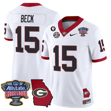 Men's Georgia Bulldogs 2025 Sugar Bowl & Georgia Map Patch Vapor Limited Jersey - All Stitched