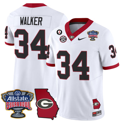 Men's Georgia Bulldogs 2025 Sugar Bowl & Georgia Map Patch Vapor Limited Jersey - All Stitched