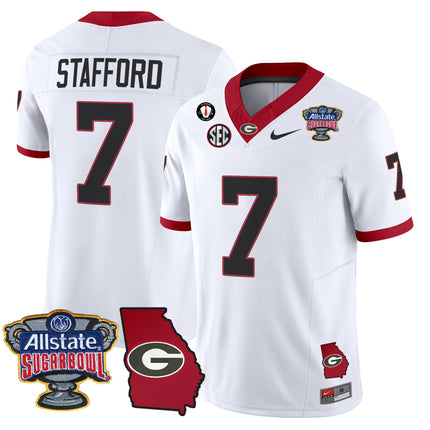 Men's Georgia Bulldogs 2025 Sugar Bowl & Georgia Map Patch Vapor Limited Jersey - All Stitched