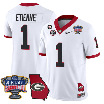 Men's Georgia Bulldogs 2025 Sugar Bowl & Georgia Map Patch Vapor Limited Jersey - All Stitched