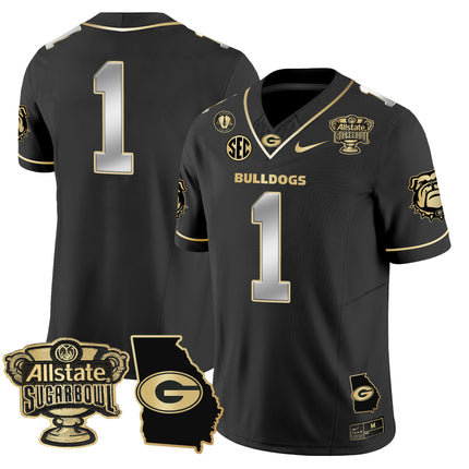 Men's Georgia Bulldogs 2025 Sugar Bowl & Georgia Map Patch Vapor Limited Jersey - All Stitched