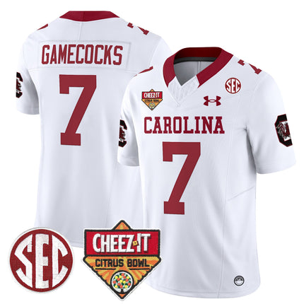 Men's South Carolina Gamecocks 1980 Throwback Cheez-It Citrus Bowl Patch Vapor Limited Jersey - All Stitched