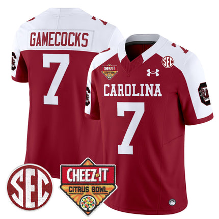 Men's South Carolina Gamecocks 1980 Throwback Cheez-It Citrus Bowl Patch Vapor Limited Jersey - All Stitched