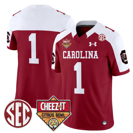 Men's South Carolina Gamecocks 1980 Throwback Cheez-It Citrus Bowl Patch Vapor Limited Jersey - All Stitched
