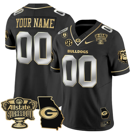 Georgia Bulldogs 2025 Sugar Bowl & Georgia Map Patch Vapor Limited Custom Jersey - All Stitched