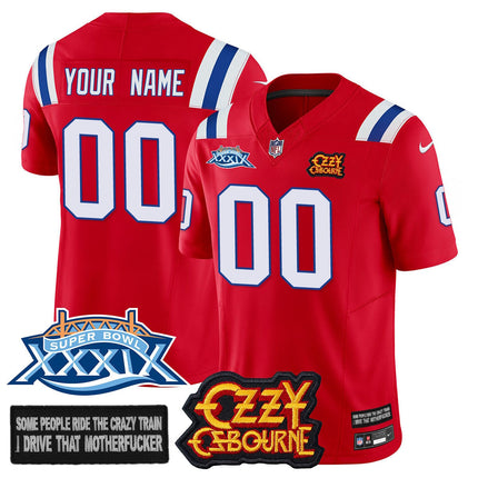 Custom New England Patriots Ozzy Osbourne Jersey - Memories Super Bowl XXXIX - All Stitched