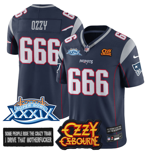 Men's New England Patriots Ozzy Osbourne Jersey - Memories Super Bowl XXXIX - All Stitched