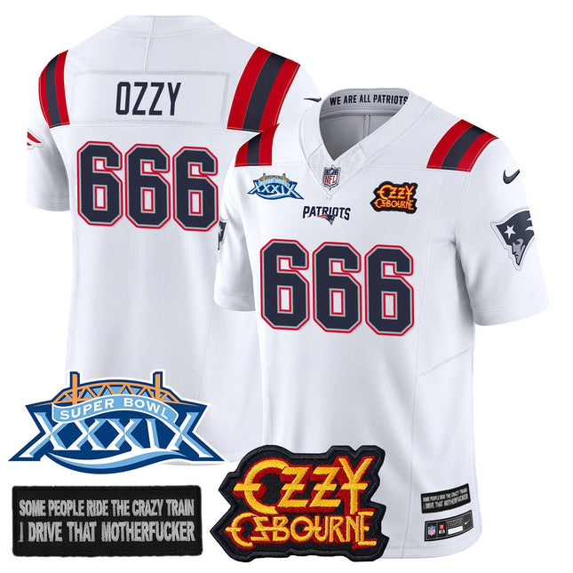 Men's New England Patriots Ozzy Osbourne Jersey - Memories Super Bowl XXXIX - All Stitched