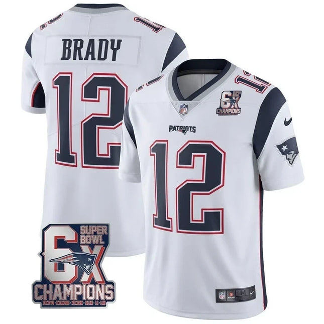 #12 Tom Brady New England Patriots Jersey - 6x SB Champions Patch