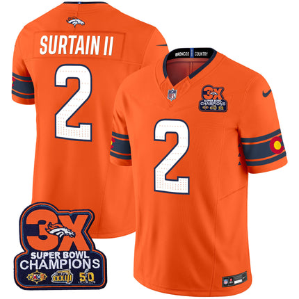 Men's Denver Broncos 3x Patch Colorado Flag Vapor Limited Jersey - All Stitched