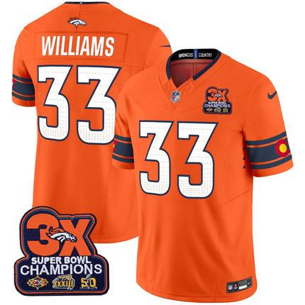 Men's Denver Broncos 3x Patch Colorado Flag Vapor Limited Jersey - All Stitched