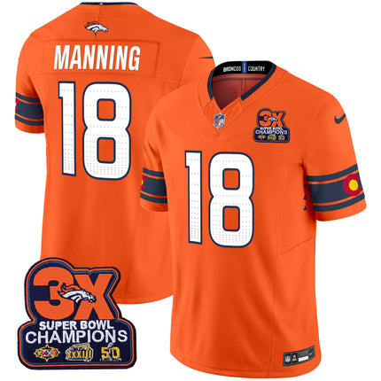 Men's Denver Broncos 3x Patch Colorado Flag Vapor Limited Jersey - All Stitched