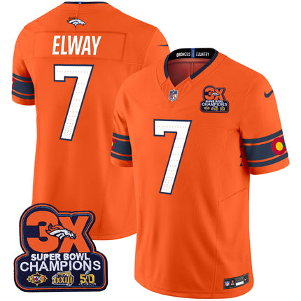 Men's Denver Broncos 3x Patch Colorado Flag Vapor Limited Jersey - All Stitched
