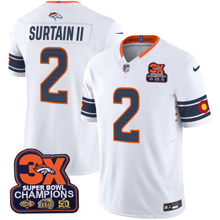 Men's Denver Broncos 3x Patch Colorado Flag Vapor Limited Jersey - All Stitched