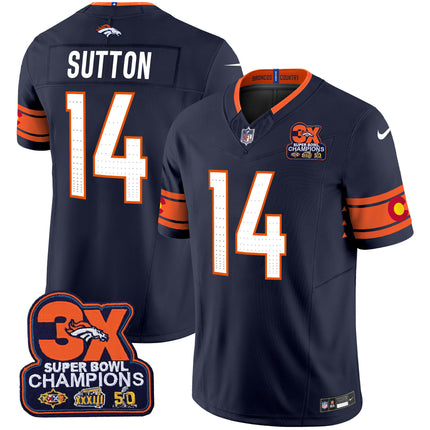 Men's Denver Broncos 3x Patch Colorado Flag Vapor Limited Jersey - All Stitched