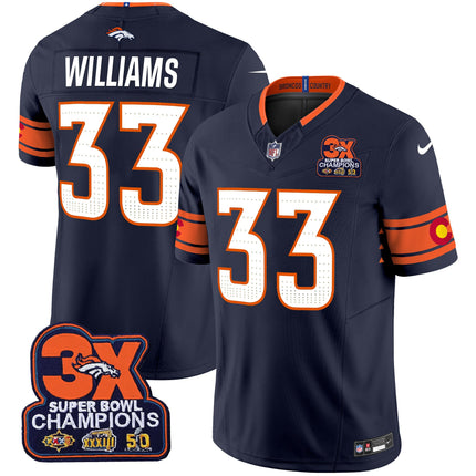 Men's Denver Broncos 3x Patch Colorado Flag Vapor Limited Jersey - All Stitched