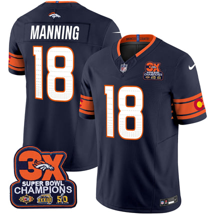 Men's Denver Broncos 3x Patch Colorado Flag Vapor Limited Jersey - All Stitched