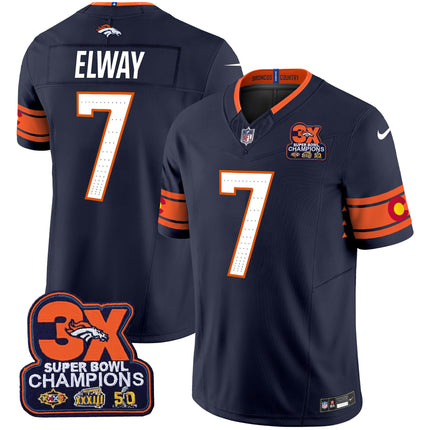 Men's Denver Broncos 3x Patch Colorado Flag Vapor Limited Jersey - All Stitched
