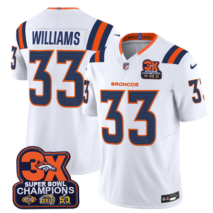 Men's Denver Broncos 3-Time Champions Patch Vapor Limited Jersey V2 - All Stitched