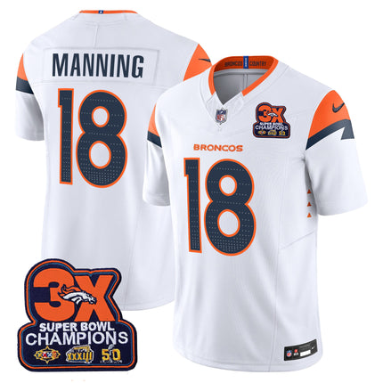 Men's Denver Broncos 3-Time Champions Patch Vapor Limited Jersey - All Stitched