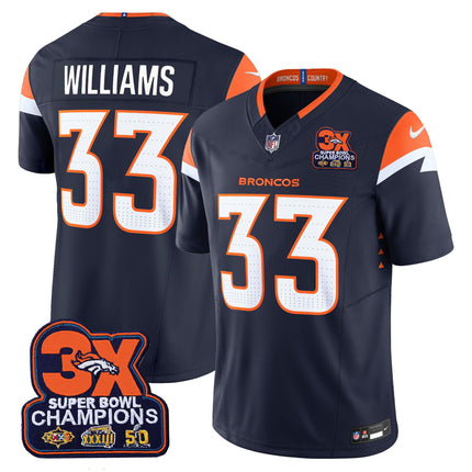 Men's Denver Broncos 3-Time Champions Patch Vapor Limited Jersey - All Stitched