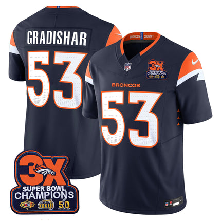 Men's Denver Broncos 3-Time Champions Patch Vapor Limited Jersey - All Stitched