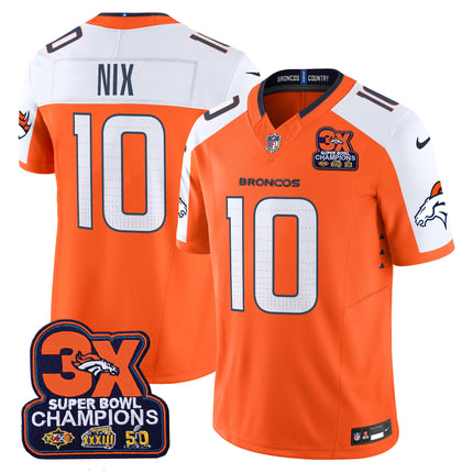Men's Denver Broncos 3-Time Champions Patch Vapor Limited Jersey - All Stitched