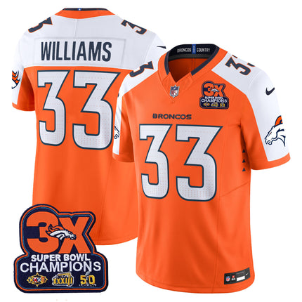 Men's Denver Broncos 3-Time Champions Patch Vapor Limited Jersey - All Stitched
