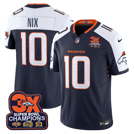 Men's Denver Broncos 3-Time Champions Patch Vapor Limited Jersey - All Stitched