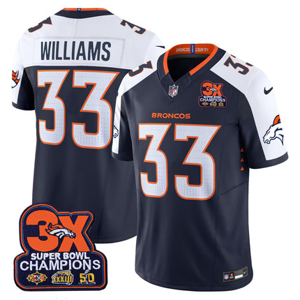 Men's Denver Broncos 3-Time Champions Patch Vapor Limited Jersey - All Stitched